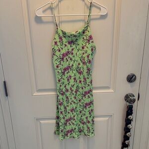 Zara Green Dress with Purple Floral Design
